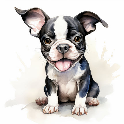 Boston Terrier dog fabric panel