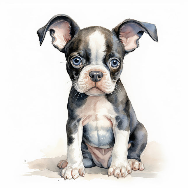 Boston Terrier puppy fabric panel by saphies fabrics