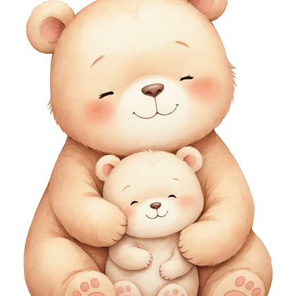 large bear holding a smaller bear fabric panel