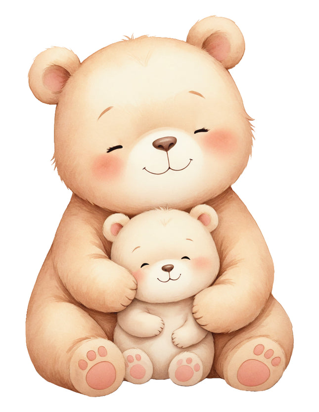 large bear holding a smaller bear fabric panel