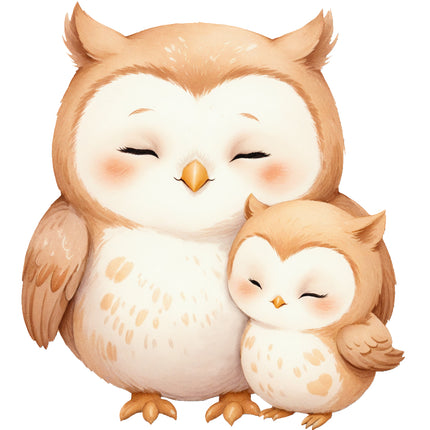 owls hugging fabric panel