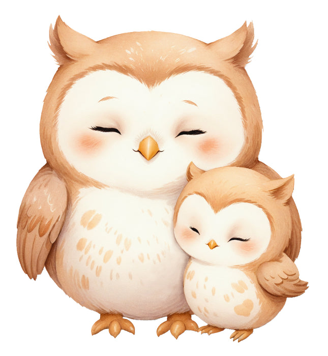 owls hugging fabric panel