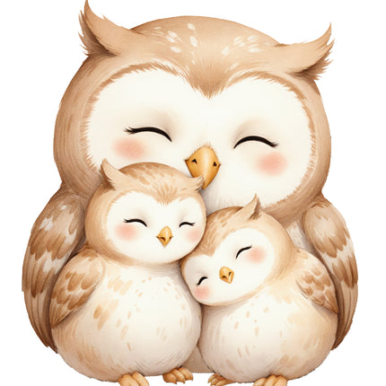 owls hugging fabric panel