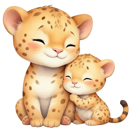 leopards hugging fabric panel