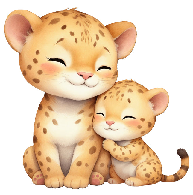 leopards hugging fabric panel