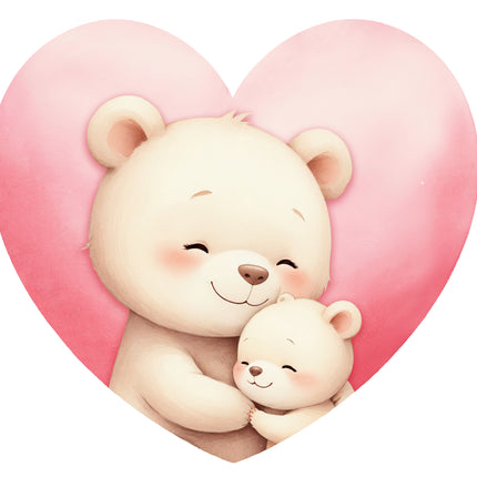 bears hugging with a pink heart fabric panel