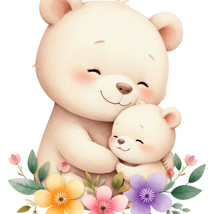 floral teddy bears hugging quilt block