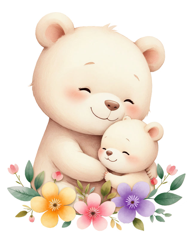 floral teddy bears hugging quilt block