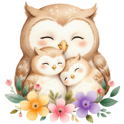 boho floral owls fabric panel