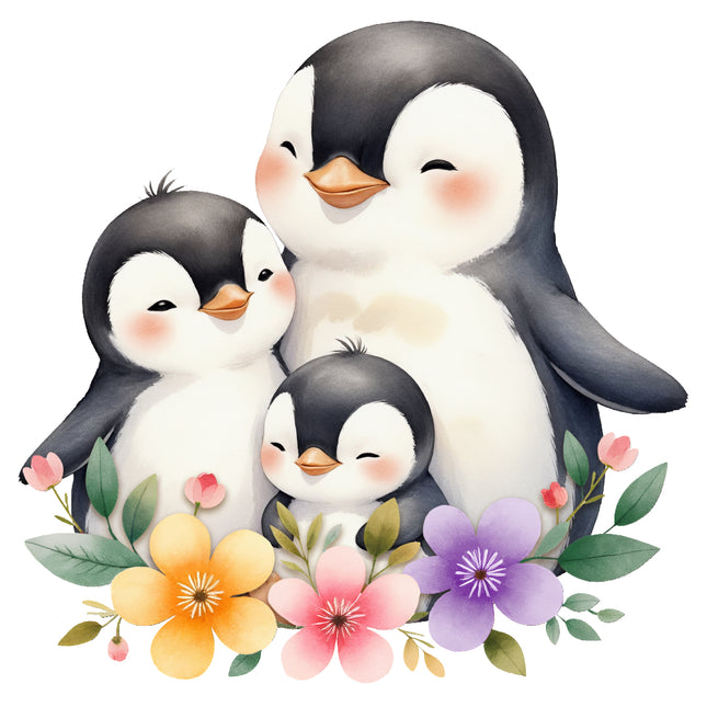 floral penguins quilt block