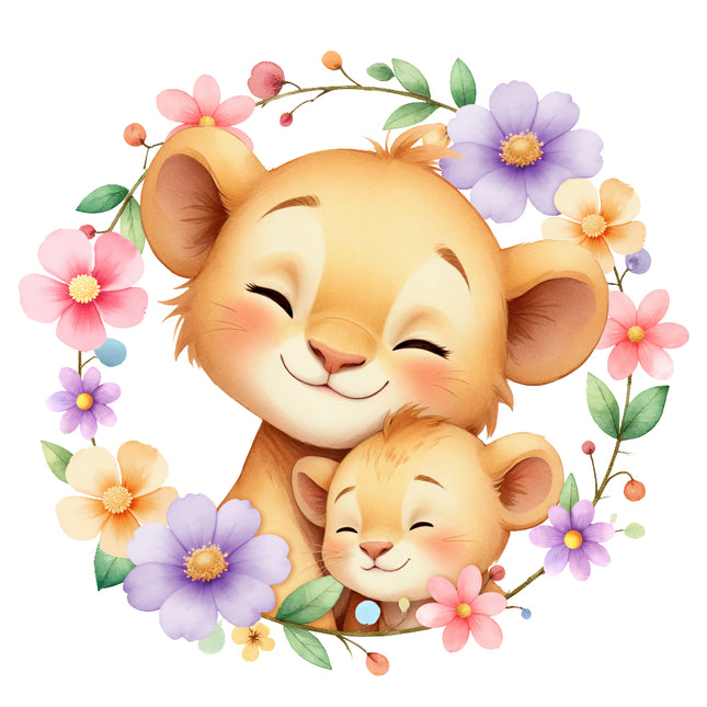 floral lion fabric panel