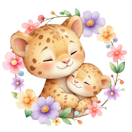 floral leopard quilt block