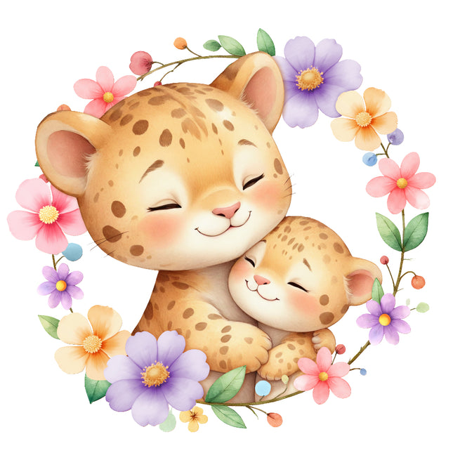 floral leopard quilt block