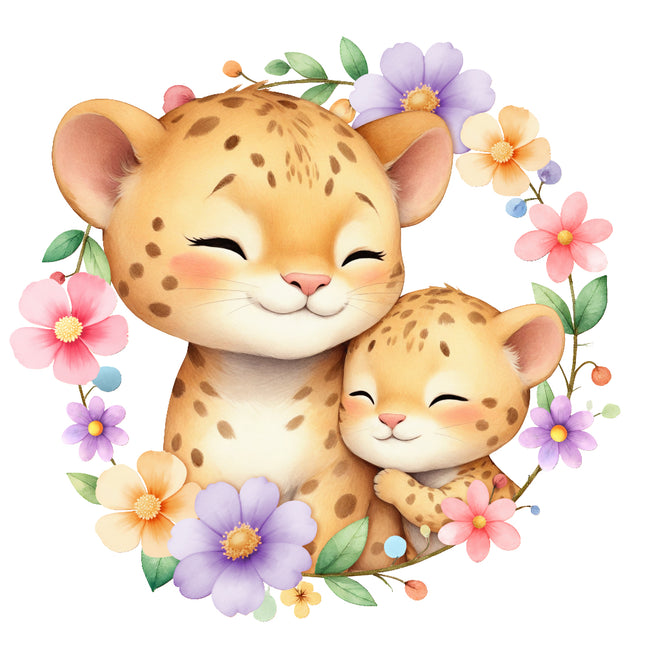 floral leopards fabric panel