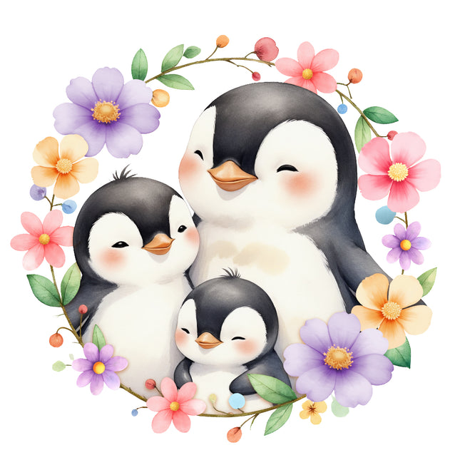 boho penguins fabric panel