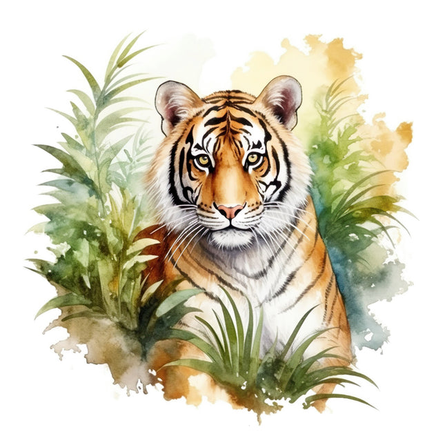 tiger in jungle cotton quilt block