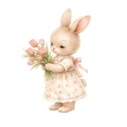 Rabbit Bunny 100% Cotton Fabric Panel Block AG2222