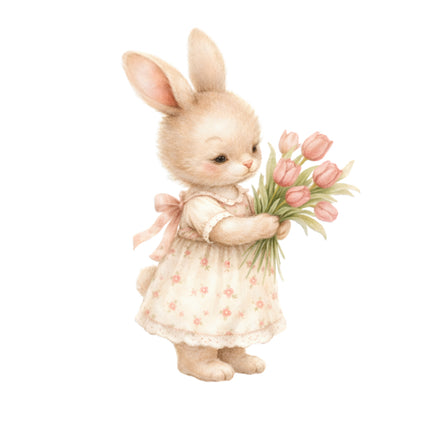 bunny rabbit in a dress quilt block