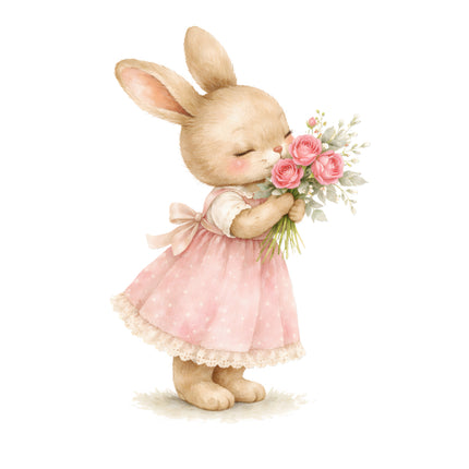 girl rabbit fabric panel