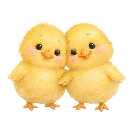 Two yellow plush chicks fabric panel