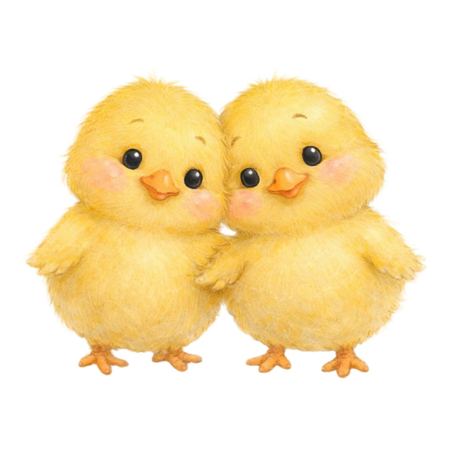 Two yellow plush chicks fabric panel
