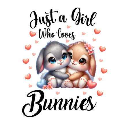 Just A Girl Who Loves Bunnies 100% Cotton Fabric Panel Block AG257