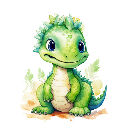 Cartoon green dinosaur quilt block