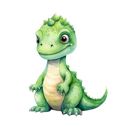 Cartoon green dinosaur quilt block