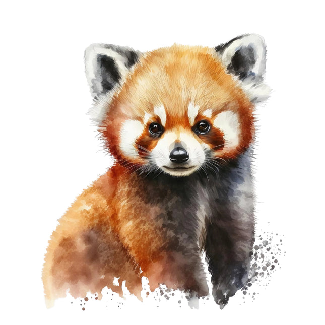 red panda bear cotton fabric panel