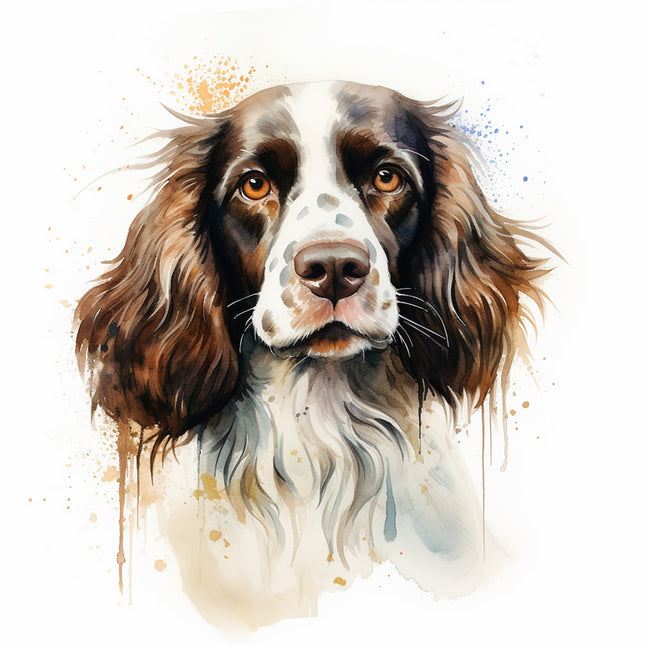 english springer dog cotton fabric panel