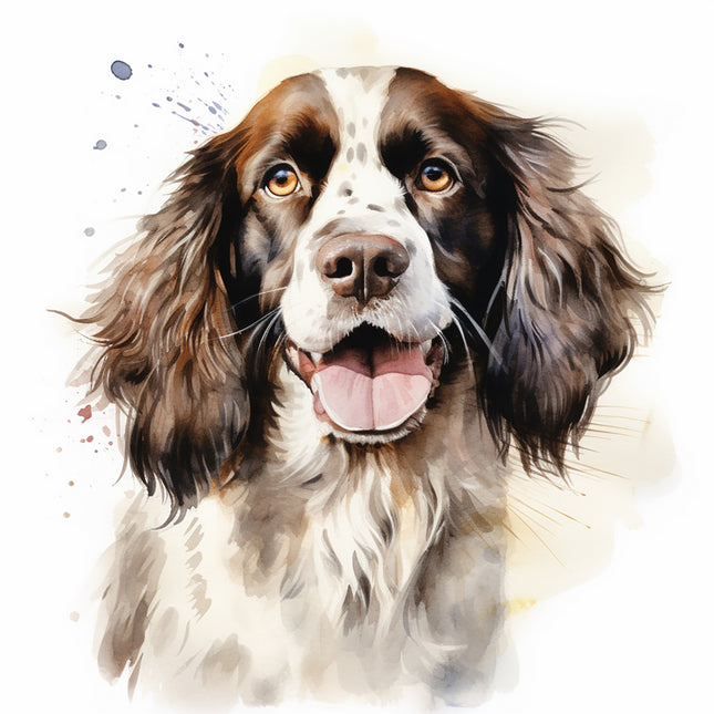 english springer dog cotton fabric panel