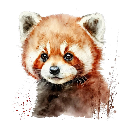 red panda bear cotton fabric panel