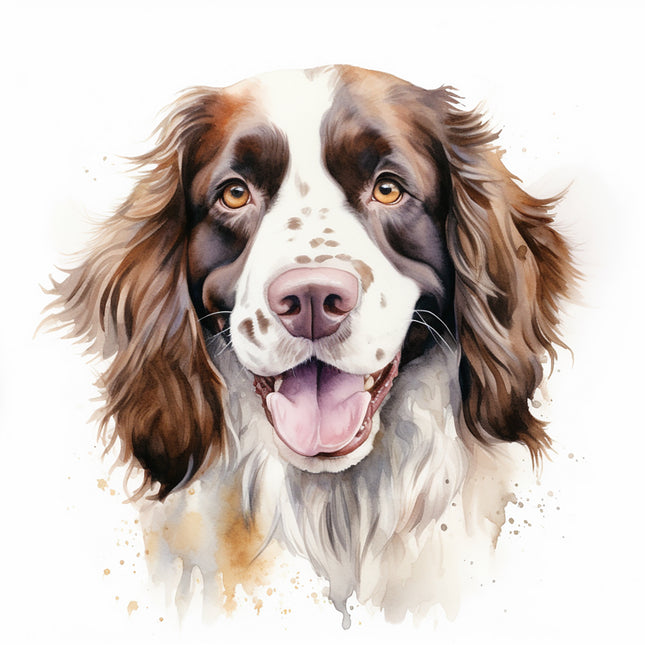 english springer dog cotton fabric panel