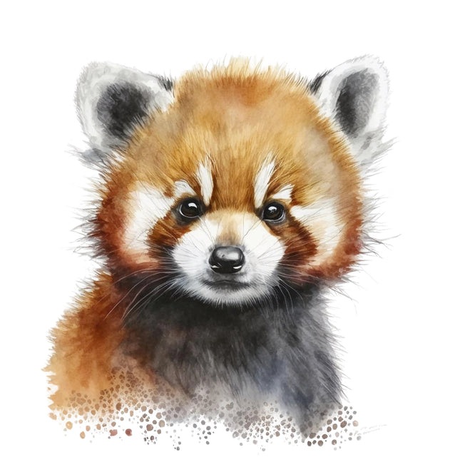red panda bear cotton fabric panel