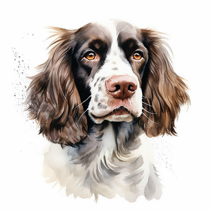 english springer dog cotton fabric panel