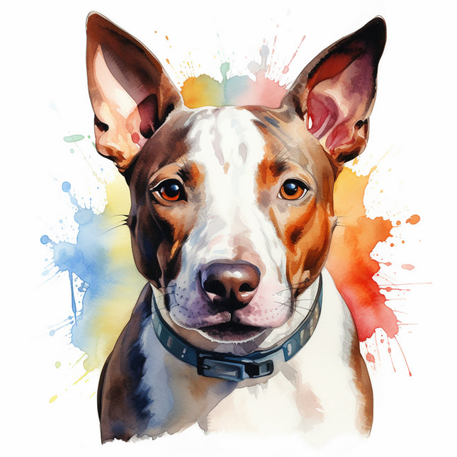 Bull terrier dog cotton fabric panel