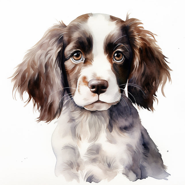 english springer dog cotton fabric panel