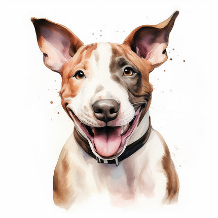 Bull terrier dog cotton fabric panel