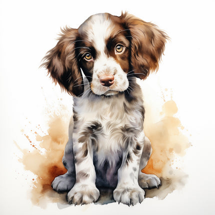 english springer dog cotton fabric panel