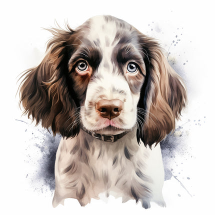 english springer dog cotton fabric panel