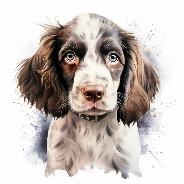 english springer dog cotton fabric panel