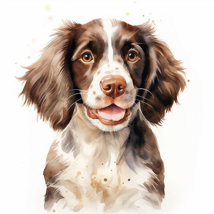english springer dog cotton fabric panel