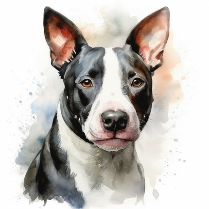 Bull terrier dog cotton fabric panel