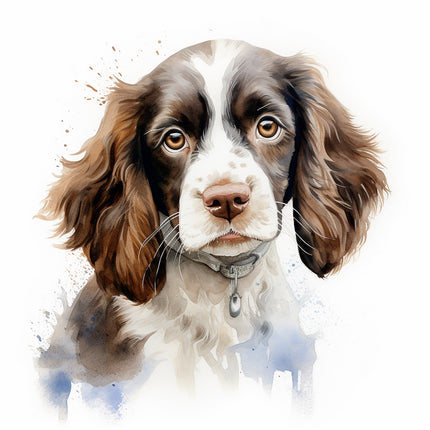 english springer dog cotton fabric panel