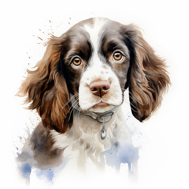 english springer dog cotton fabric panel