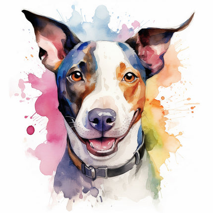Bull terrier dog cotton fabric panel
