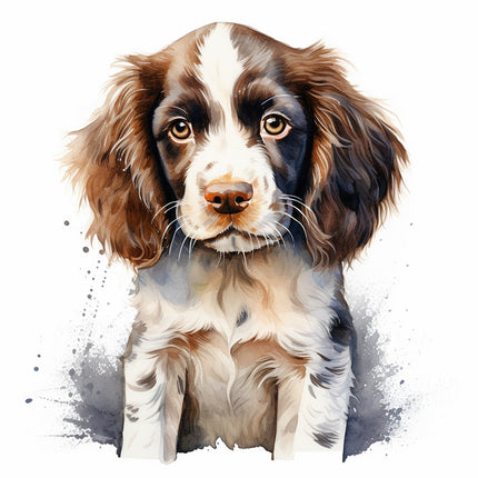 english springer dog cotton fabric panel