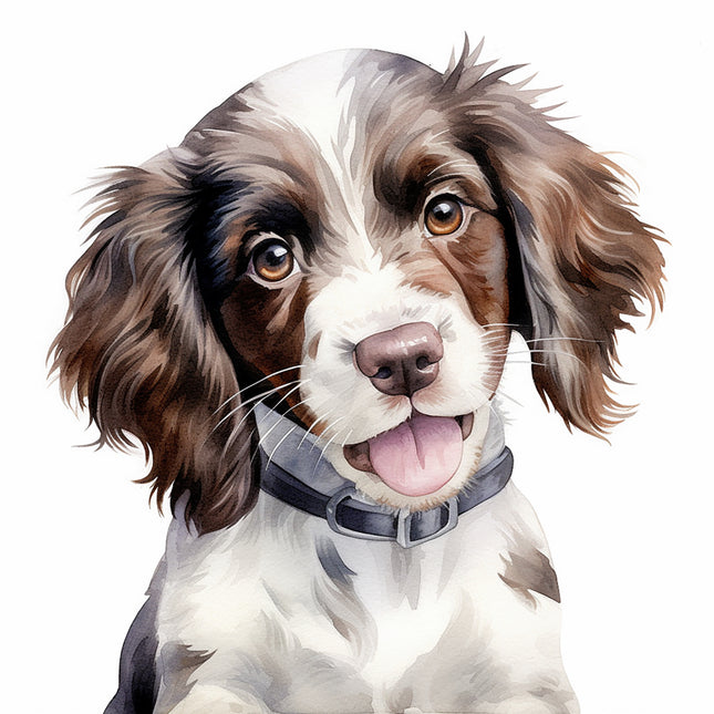 english springer dog cotton fabric panel