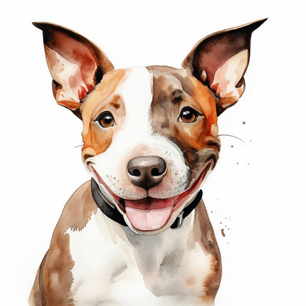 Bull terrier dog cotton fabric panel