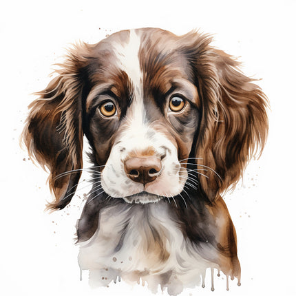 english springer dog cotton fabric panel